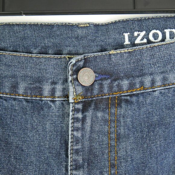 Izod Regular Fit Straight Leg Denim Jeans Dark Wash Men's Sz 42-44x33 EUC - Picture 5 of 7